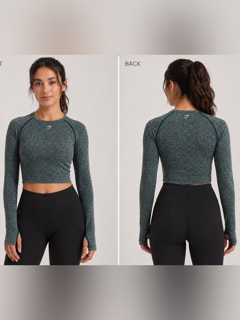 Gymshark Teal Marl Long-Sleeve Seamless‎ Crop Top